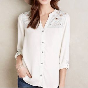 Anthropologie 🐎 Holding Horses Sliced Western Chambray Blouse